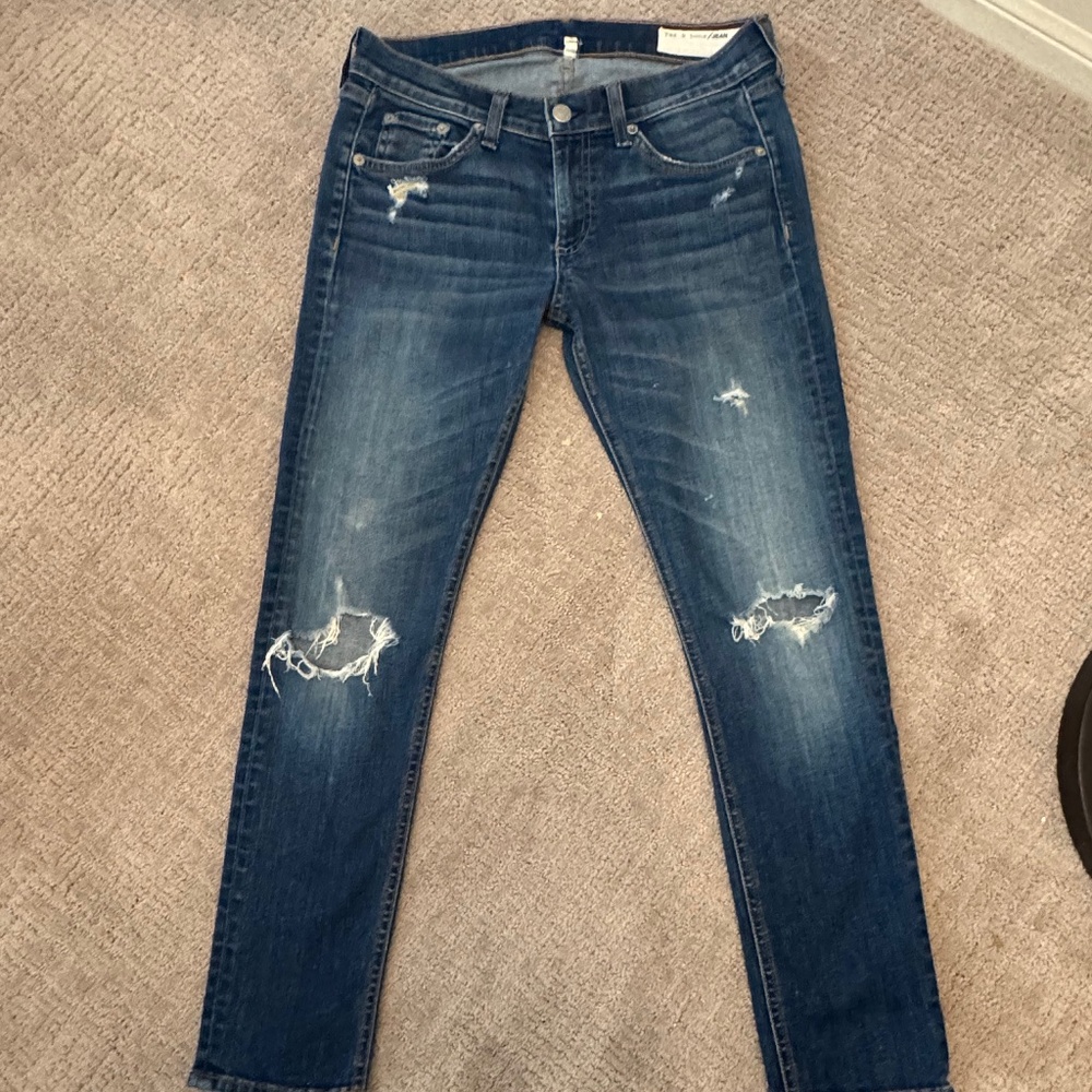 Rag & Bone Blue Capri Stretch Cropped Denim Jeans | Women's 27